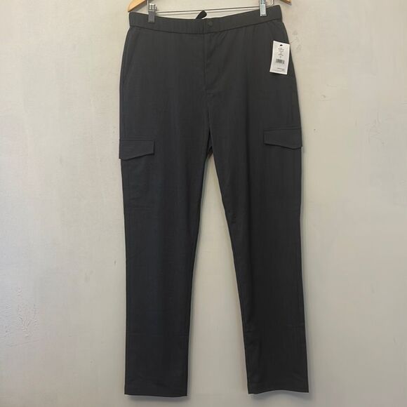 DKNY heather gray elastic tie waistband pants Size M New - Picture 1 of 13